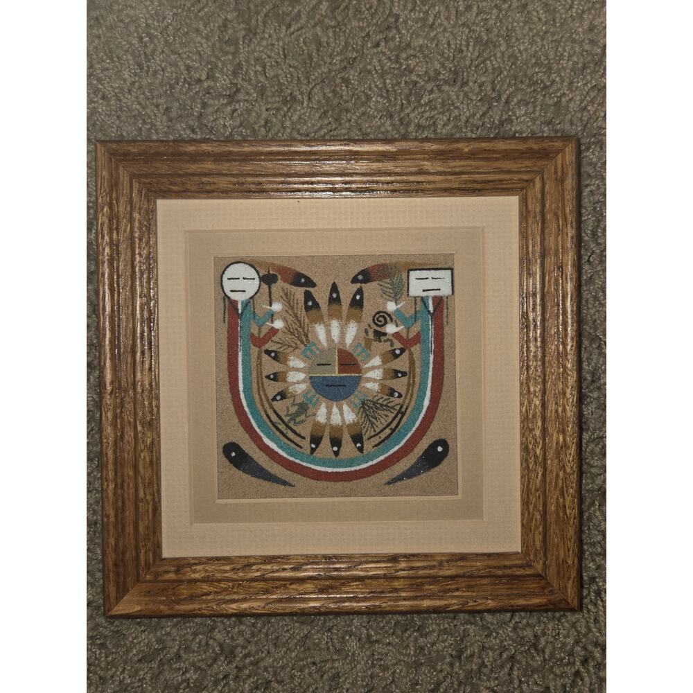Navajo Sun Shield Sand Painting Signed